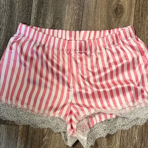 Victoria's Secret Pink Striped Lace Trim Shorts